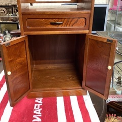 万代店　木製　欅　電話台　キャビネット　観音開き　収納　和風　の画像