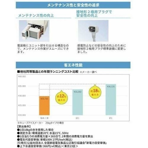 未開封⭐︎新品⭐︎キューブアイス製氷機25kg
