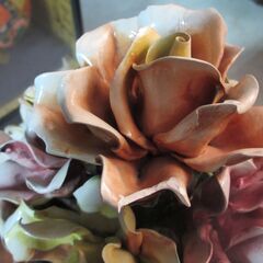 カポディモンテ（イタリア製）陶器フラワー／豪華ローズオブジェ 高さ38cm ※欠けあり 手渡し限定の画像