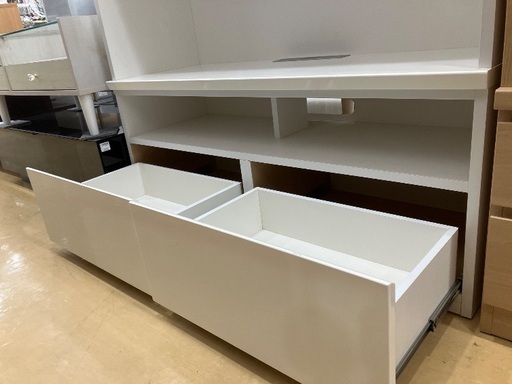 【軽トラック貸出サービス有】ニトリ　テレビボード　PORTE-120TV ハイタイプ　ｷｽﾞ•ﾖｺﾞﾚ有　程度B 幅120cm ホワイト 軽トラック貸出サービス有】ニトリ テレビボード PORTE-120TV ハイ