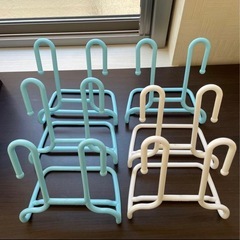 子供靴収納スタンド 2色 水色　白　6個セット　下駄箱収納　ベビー靴の画像