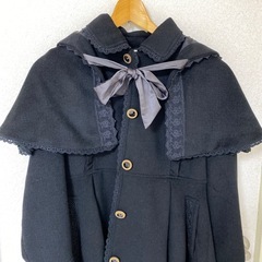 axes femme フードとケープ付コート ロング M 黒の画像