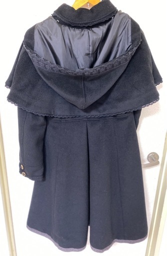 【売れました】axes femme フードとケープ付コート ロング M 黒