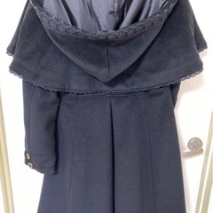 axes femme フードとケープ付コート ロング M 黒の画像