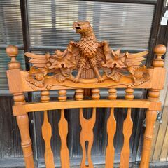 【 希少!! 】 木製 ロッキングチェア 鷲 イーグル 装飾 彫刻 木彫り 昭和 レトロ ヴィンテージ 高級 北海道で購入 激レア 一人掛け 椅子の画像