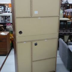 現状品 NITORI レンジボード フォルムＳ RE1890 高さ178cm ダークブラウン 背板ワレあり ニトリ 食器棚 レンジ台 キッチン収納 苫小牧西店 の画像