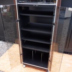 Denon 木目調 ガラス扉付き オーディオ ラック レトロ 現状品 アート 直接取引OKの画像