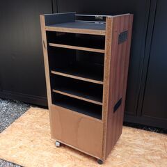 Denon 木目調 ガラス扉付き オーディオ ラック レトロ 現状品 アート 直接取引OKの画像