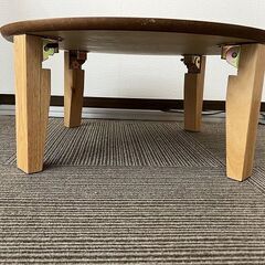 美品 木製 丸い 円卓 折り畳み式 座卓テーブル 直径65cm 高さ28cm ナチュラルの画像