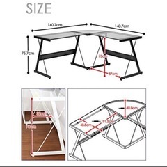 L字型 ガラスデスク の画像