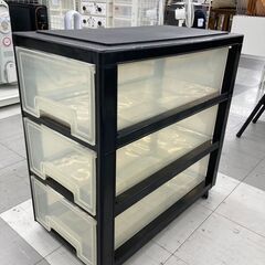 ★リユースのサカイ千葉中央店★  プラスチックチェスト 黒/クリア H×D×W クリーニング済み TC5595の画像