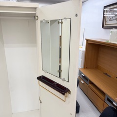 ①【早い方優先‼️】森田インテリア 85cm幅ワードローブ クローゼット 鏡＆引き出し収納付き♪の画像