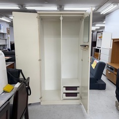 ①【早い方優先‼️】森田インテリア 85cm幅ワードローブ クローゼット 鏡＆引き出し収納付き♪の画像