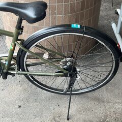 【リサイクルショップどりーむ荒田店】No.590 エコチャリNo.22639R 自転車 オリーブ 27インチ ギア△ ベル〇 ライト〇 後輪ブレーキ効き△の画像
