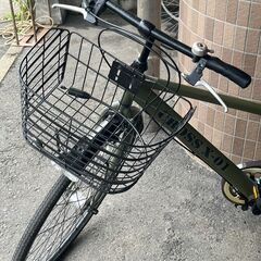 【リサイクルショップどりーむ荒田店】No.590 エコチャリNo.22639R 自転車 オリーブ 27インチ ギア△ ベル〇 ライト〇 後輪ブレーキ効き△の画像