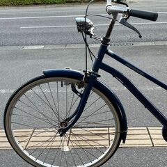 【リサイクルショップどりーむ荒田店】No.591 エコチャリNo.22637R 自転車 ブルー 26インチ ギア無し ベル無し ライト〇 サドル固定の画像