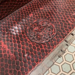 鏡台 ミラー 骨董品　赤の画像