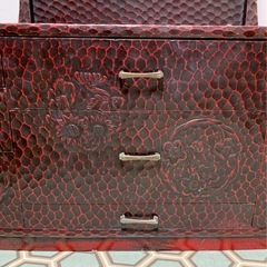 鏡台 ミラー 骨董品　赤の画像