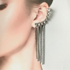 ラインストーン タッセルピアスの画像