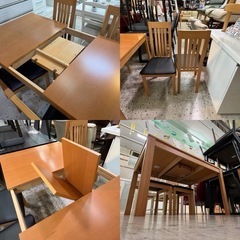 【愛品館 江戸川店 】伸長式ダイニングテーブル5点セット エス・ワールドの画像