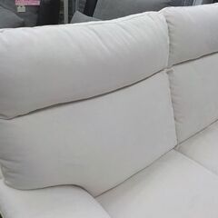 2人掛けソファ 幅150㎝ アイボリー系 スエード調 ハイバックソファ 2Pソファ 2シーター ホワイト　西岡店の画像