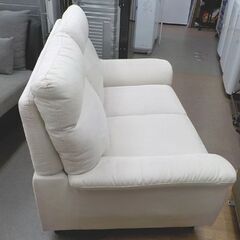 2人掛けソファ 幅150㎝ アイボリー系 スエード調 ハイバックソファ 2Pソファ 2シーター ホワイト　西岡店の画像