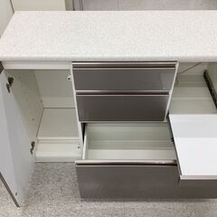 ニトリ キッチンカウンター 幅:約120㎝ シルバー×ホワイト アルミナ2の画像