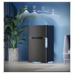 新品未開封 小型冷蔵庫 87L 小型 一人暮らし 家庭用に最適 2 ドア 耐熱天板付き 右開き コンパクト 静音 冷蔵庫63L 冷凍庫24L 3段階温度調節 鮮度長持ち 強力コンプレッサー (ブラック)の画像