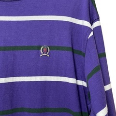 希少！TOMMY HILFIGER 長袖　ストライプ　パープル　XLサイズの画像