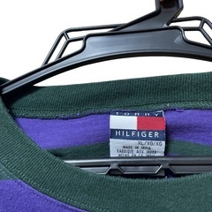 希少！TOMMY HILFIGER 長袖　ストライプ　パープル　XLサイズの画像