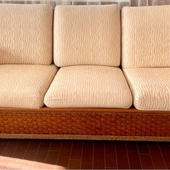 本格ラタンソファ一人掛け(ラタン×ウッド） の画像