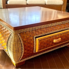 本格ラタンソファ一人掛け(ラタン×ウッド） の画像