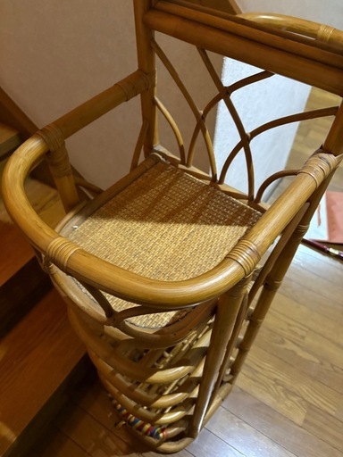 GY1202 スリッパラック 鏡 ミラー 玄関 籐 ラタン かご インテリア