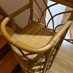 GY1202 スリッパラック 鏡 ミラー 玄関 籐 ラタン かご インテリア 昭和レトロの画像