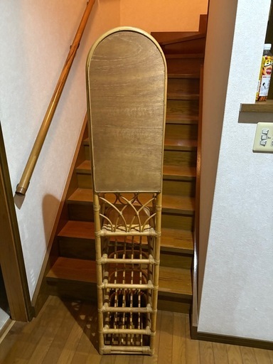 GY1202 スリッパラック 鏡 ミラー 玄関 籐 ラタン かご インテリア