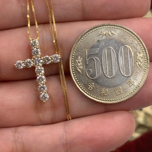 K18 ダイヤクロス　ネックレス　1ct 3.5g 約39.5cm