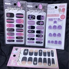 ネイルシール 紫 ピンク 黒 白8点まとめ売りの画像