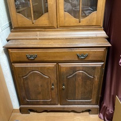 食器戸棚　アンティーク風　上下セパレート　茶色の画像