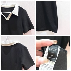 ２点セット　上品 千鳥格子 バイカラー ワンピース 白黒 デート 食事会 クリスマスの画像