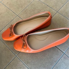 リボンバレエシューズ　オレンジ　23cmの画像