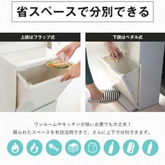 収納ボックス／分別／ゴミ箱／白の画像