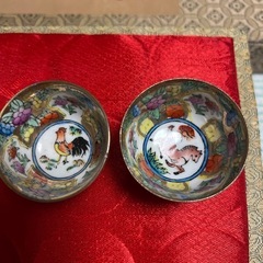 中国 景徳鎮 茶器 酒器 お猪口 干支 十二支 金彩 色絵 アンティーク 時代物 盃の画像