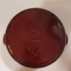 ​【美品】ル・クルーゼ 鋳物ホーロー鍋 ココットロンド 22cm オレンジ系の画像