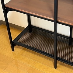 IKEA FJÄLLBO（フィエルボ） オープンシェルフ／4段 無垢材×ブラックのスチール 収納 棚 の画像