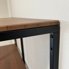 IKEA FJÄLLBO（フィエルボ） オープンシェルフ／4段 無垢材×ブラックのスチール 収納 棚 の画像