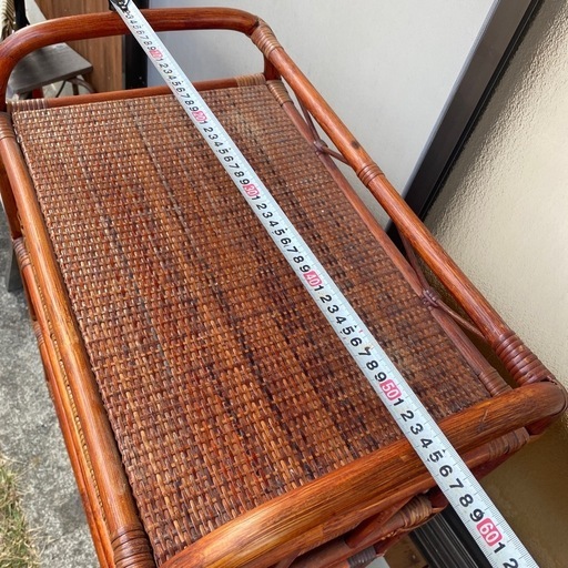 ラタン製 3段チェスト 高さ80cm 昭和レトロ籐タンス (緑のお山) 稲原の