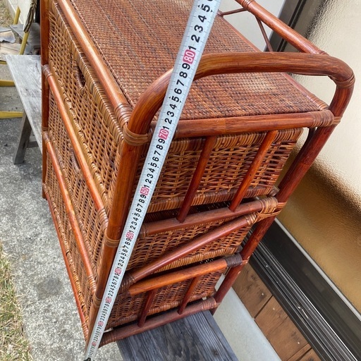 ラタン製 3段チェスト 高さ80cm 昭和レトロ籐タンス (緑のお山) 稲原の