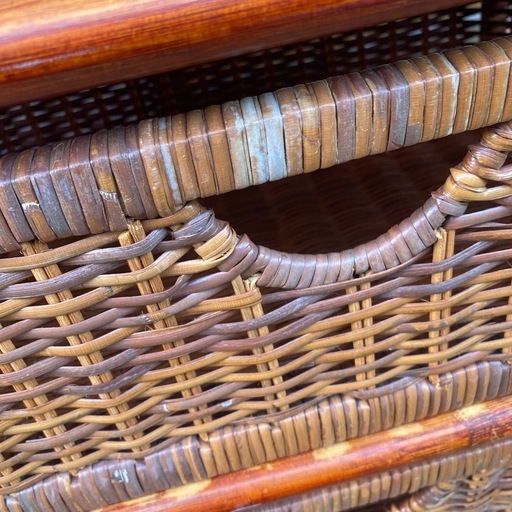 ラタン製 3段チェスト 高さ80cm 昭和レトロ籐タンス (緑のお山) 稲原の