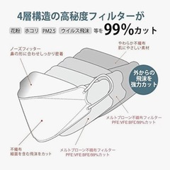 マスク　42枚入 個包装　箱無 ホワイト 3D立体構造マスク　ntsg高性能の画像