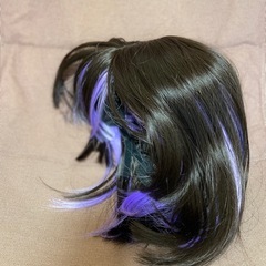 ウィッグ 姫カット ボブ ショート 黒　紫 パープル インナーカラーの画像